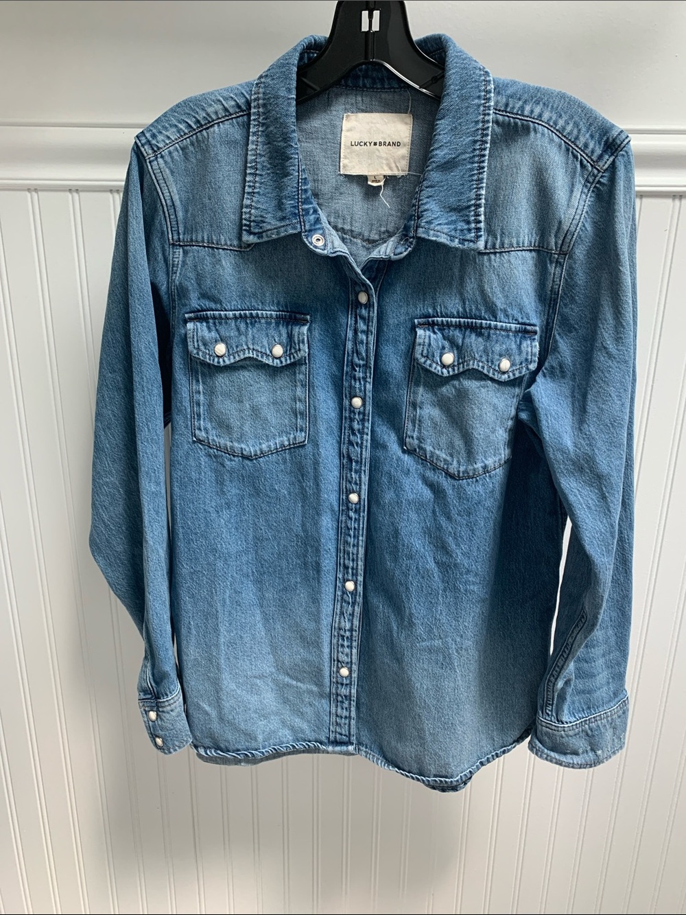 Lucky Brand Light Blue Denim snap Button-Up Shirt
